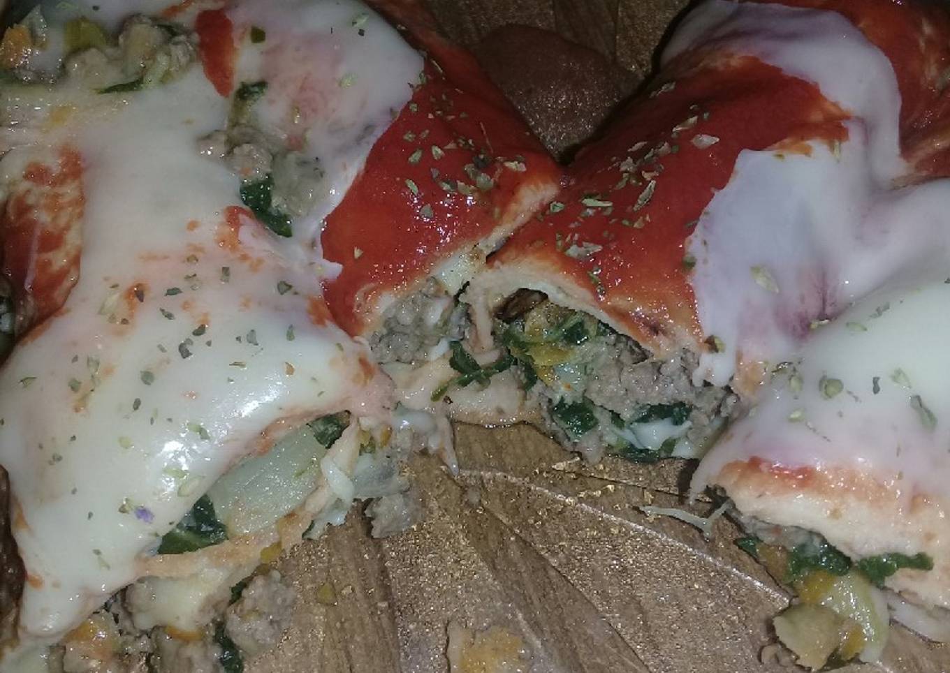 Canelones de carne picada y acelga