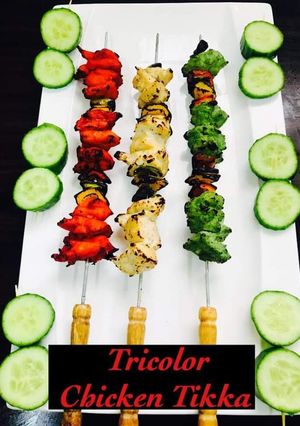 A picture of Tricolour Chicken Tikka.