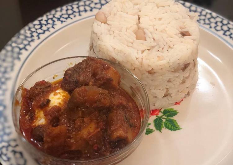 Rice, beans and stew