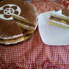 A picture of White/Dark Chocolate Mousse Cake.