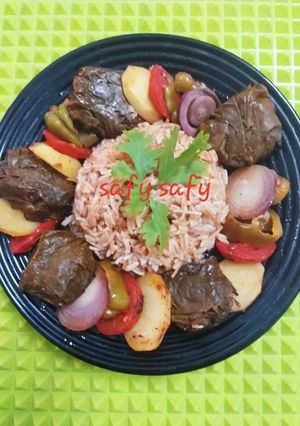 A picture of Stuffed Grape Leaves with Kofta.