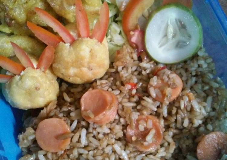 Resep Nasi Goreng with Tahu bulat dan Jamur Crispy Anti Gagal