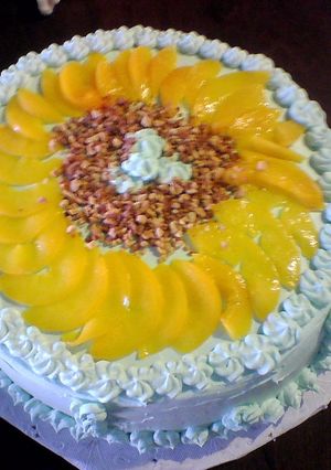 Una foto de Torta de durazno