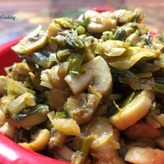 A picture of Spring Onions Mushroom Sabzi (Spring Onions Mushrooms Stir Fry) – Lunch or Dinner Recipe.