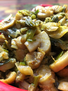 A picture of Spring Onions Mushroom Sabzi (Spring Onions Mushrooms Stir Fry) – Lunch or Dinner Recipe.