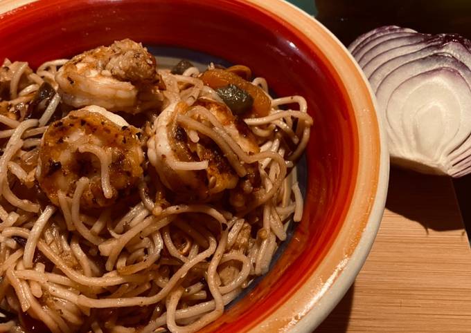 Cajun shrimp noodles