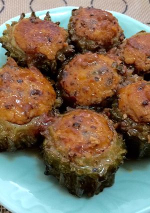 Hình của món Khổ qua nhồi chay.