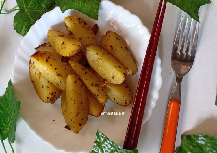 Potato wedges panggang teflon