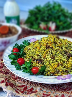 عکسی از دستور پلو شوید با گوشت چرخ کرده