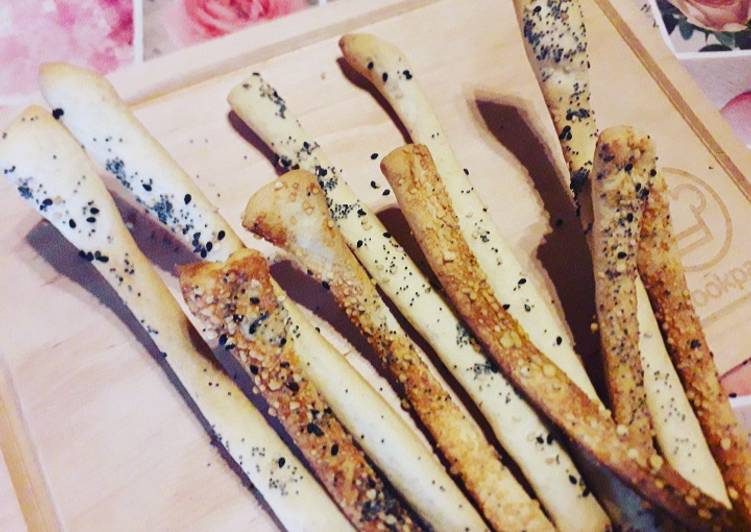 Steps to Make Super Quick Homemade Grissini alla paprica con mix di semi e parmigiano reggiano