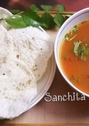 A picture of Tomato Rasam Andhra Style.