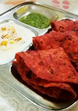 A picture of Beetroot paratha.