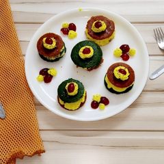 A picture of Coloured Idli Cake Sandwich.