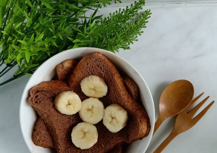 Puding Roti Coklat Susu simple