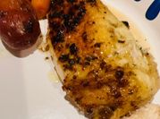 A picture of chicken and red potatoes