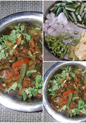 A picture of Bhindi Aloo Payza.