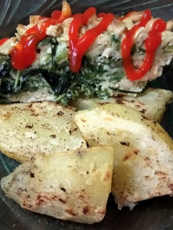 Cara Bikin Kentang panggang dan tempe, bayam, telur kukus Enak