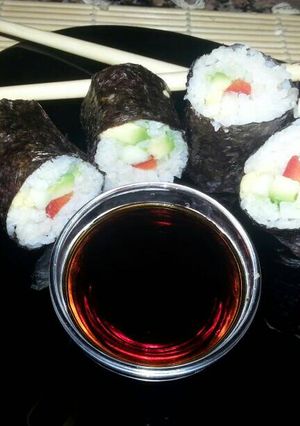 Una foto de Sushi para veganos