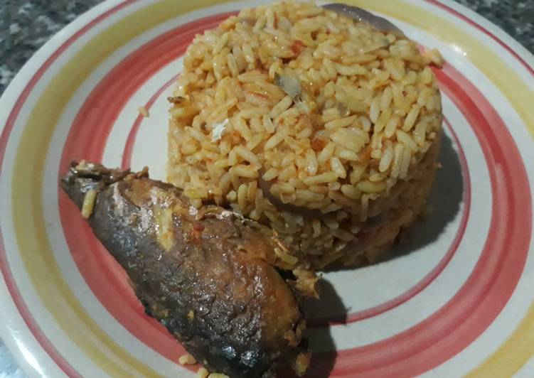 Jollof rice and fried fish