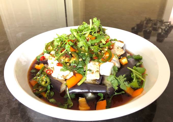 How to Prepare Any-night-of-the-week Spicy Steamed Eggplant &amp; Tofu Salad with Ginger Soy Sauce