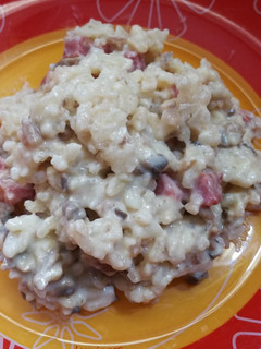 Una foto de Risotto de champiñones y jamón