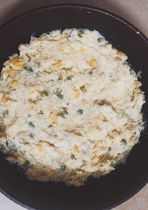Hình của món Khoai tây nghiền bắp, đậu hà lan và phô mai mozzarella.