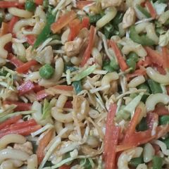 A picture of Chicken vegetables macaroni.