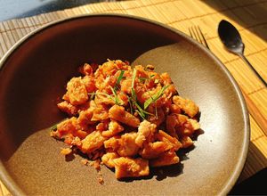 Hình của món Gà Chay Xào Chanh Mật Ong.