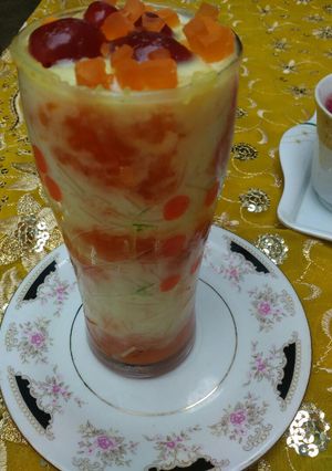 A picture of Vermicelli custard with carrot halwa.