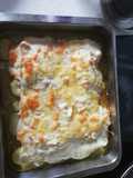 Pechuga de pollo a los cinco quesos y base de patata