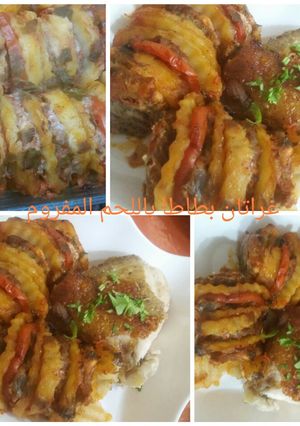 صورة لوصفة غراتان بطاطا باللحم المفروم 🍖🍅