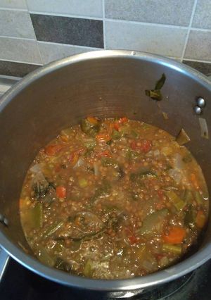 Una foto de Lentejas vegetarianas olla exprés