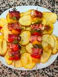 Brochetas de Pollo con Bacon y Pimientos