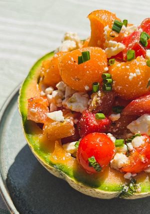 Une photo de Petite salade sexy de melon charentais & feta😍, un régal