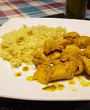 Arroz de coliflor con pollo al curry