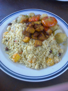A picture of Dambun cuscus with plantain.