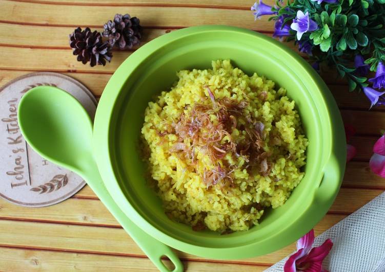 Nasi kuning rice cooker santan bubuk