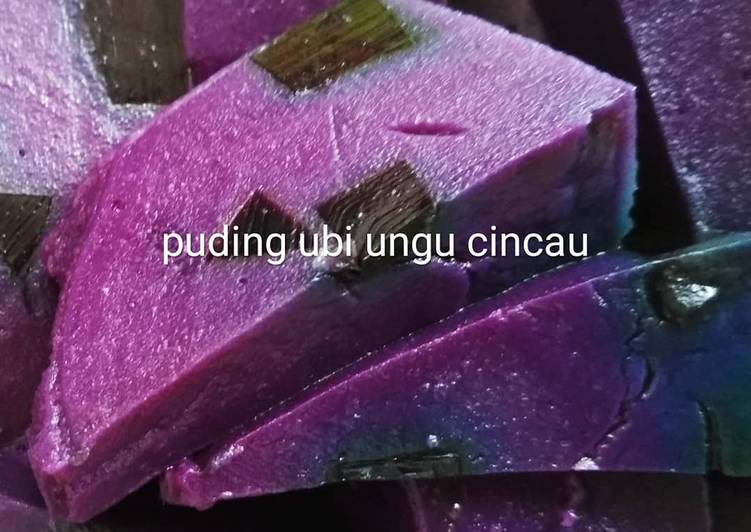 Resep Puding ubi ungu cincau Anti Gagal