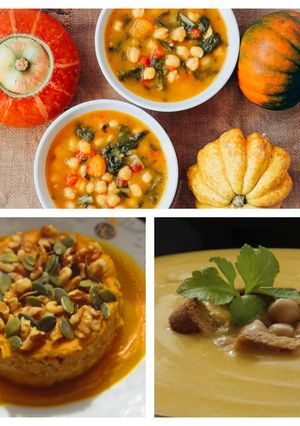 Una foto de 3x1.Guiso/Pastel/Crema de garbanzos con calabaza confinamiento