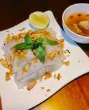 Bánh cuốn Bắc - nước chấm xương non hầm 🍖🍽🤤 (tráng bằng chảo)