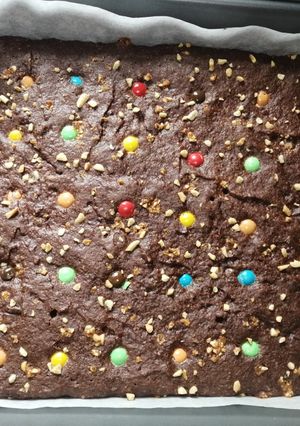 Una foto de Brownie con aceite y cacao!