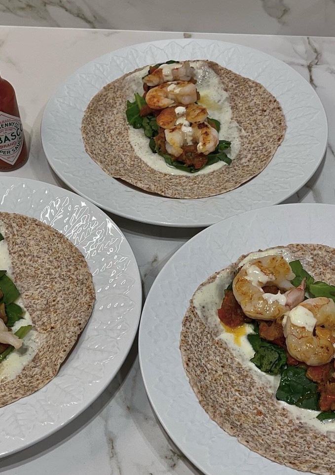 Una foto de Fajitas de gambón healthy 🦐