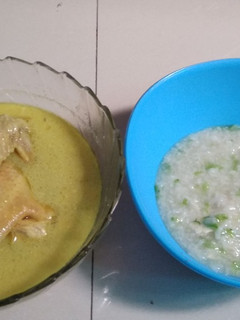 Foto resep Mpasi 10 bulan kuah opor dan nasi tim tahu sawi hijau