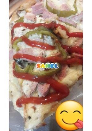عکسی از دستور پیتزا سوسیس و قارچ 🍄🍕