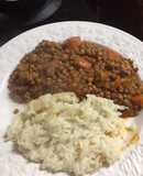 Guiso de lentejasCon arroz blanco