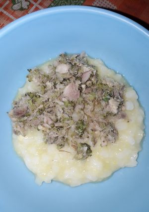 Foto resep Mpasi bubur nasi jagung + tumis kembung