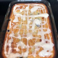 A picture of Blueberry Coffee Cake with Vanilla Glaze-less than 2 carbs.