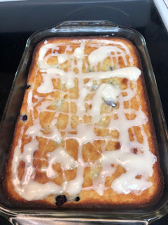 A picture of Blueberry Coffee Cake with Vanilla Glaze-less than 2 carbs.