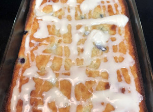 A picture of Blueberry Coffee Cake with Vanilla Glaze-less than 2 carbs.