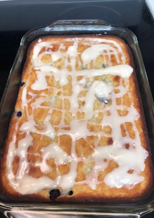 A picture of Blueberry Coffee Cake with Vanilla Glaze-less than 2 carbs.